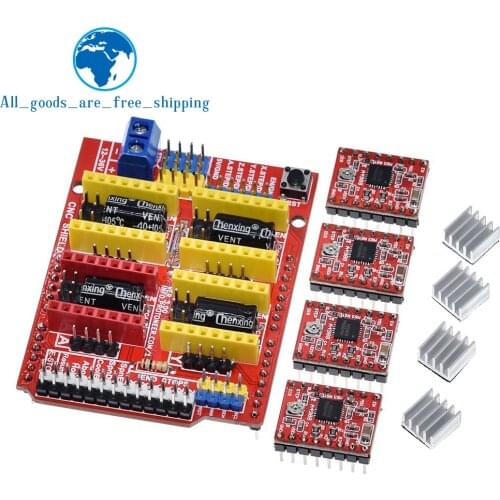 TZT New cnc shield v3 engraving machine / 3D Printer / + 4pcs A4988 driver expansion board