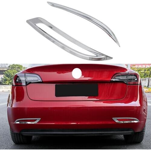 Chrome Rear Tail Fog Light Lamp Frame Decoration Cover Trim Molding For Tesla Model 3 2018 2019