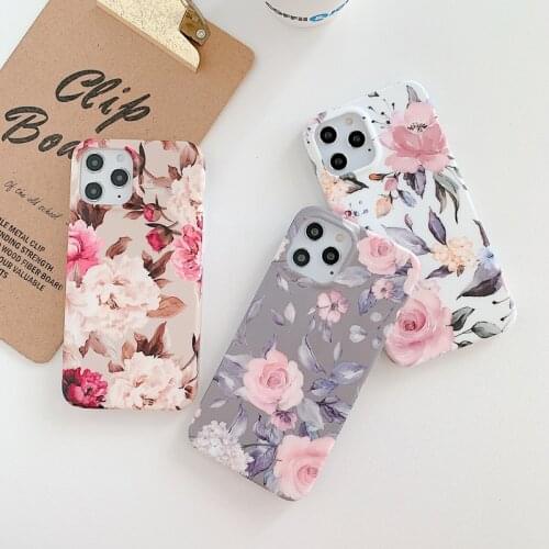 Art Vintage Rose Flowers Phone Case for iPhone 12 11 Pro Max 7 8 Plus SE2020 X Xr Xs Max Matte Floral Soft TPU Back Cover