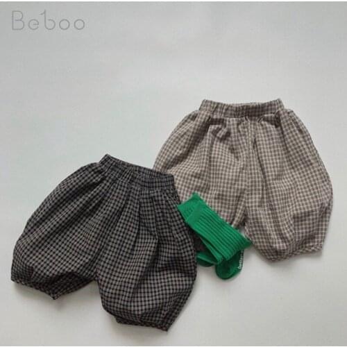 Ins Children Cotton Pants For Boys 2021 Summer New Korean Plaid Girls Trousers 2-6 Years Old Kids Clothes Toddler Infants 2021