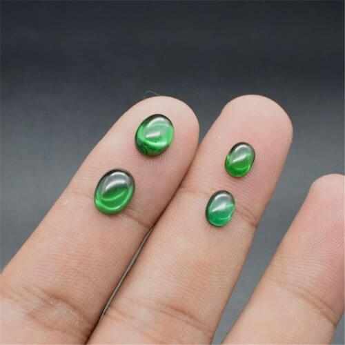 Emerald Oval Cabochon Smooth Polished Surface Egg Shape Medium Green Emerald Cabochon Flat Back 3 Sizes to Choose GE58