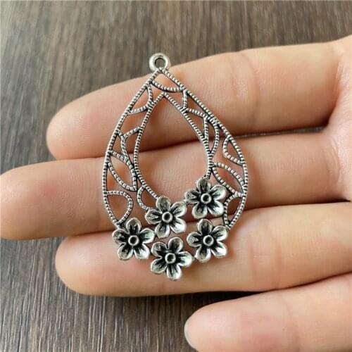 JunKang 10pcs alloy two-color water drop five flower necklace pendant for DIY making jewelry parts wholesale metal accessories