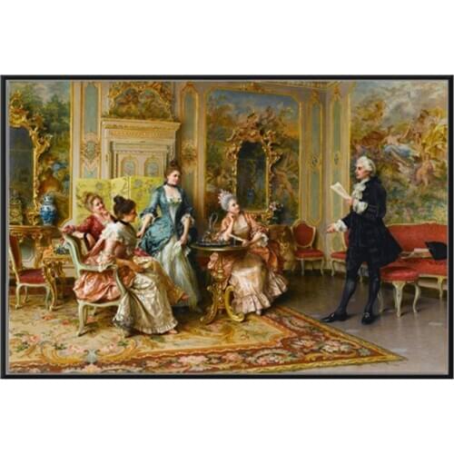 European Court Figure Oil Painting on Canvas HD Print Classical Portrait Wall Art Picture for Living Room Home Decor