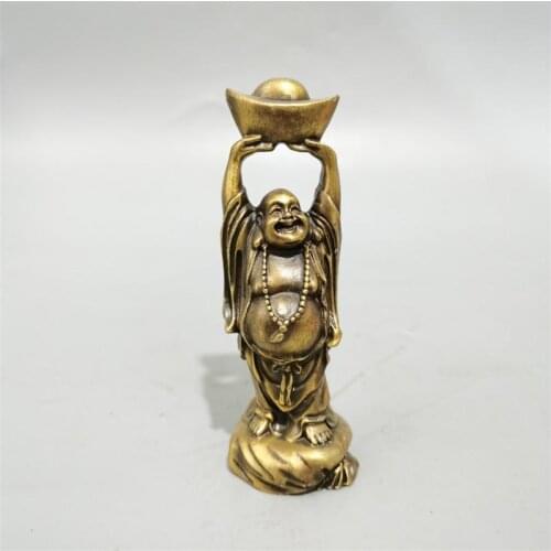 Chinese old copper statue of Pure copper Copper Lucky fortune into Maitreya Buddha Worship god