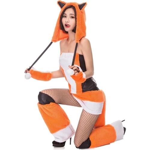 Halloween Costume Fire Fox Animal Cosplay Fur Fur Costume Game Uniform Orange Fox Stage Costume