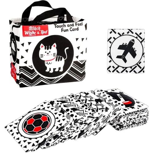 Montessori English Cloth Book Baby Learning Toys Black & White Soft Flash Cards Non Toxic Fabric Visual Stimulation Sensory Toy