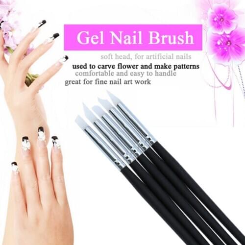 5PC/Set Clear Silicone Nail Art Pen Set Gel Polish Tip 3D Effect DIY Rhinestone Point Dotting Pen Nail Art Brushes Nail Art Tool
