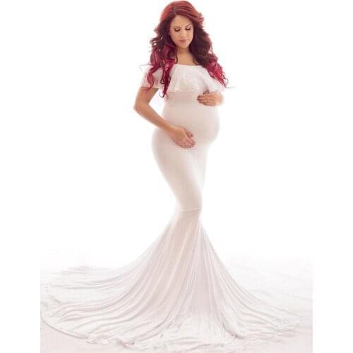New Maternity Dress For Photo Shoot Pregnancy Long Sexy White Dress For Photography Lace Shower Dresses Maternity Photography