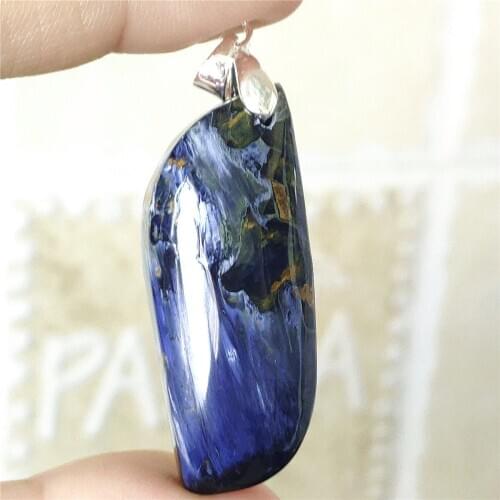 Genuine Natural Blue Pietersite Pendant Chatoyant Namibia 40x16x10mm Women Men Cat Eye Fashion Jewelry AAAAAA