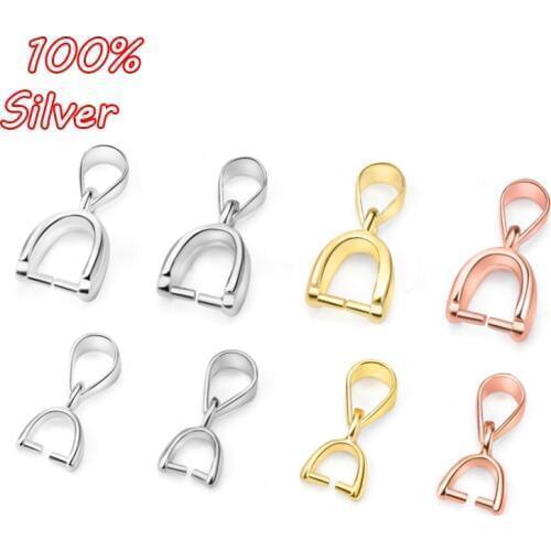 2pcs 925 Silver Melon Seeds Buckle Pendants Clasps Hook Clips Bails Connectors Charm Bail Beads Supplies For DIY Jewelry Making