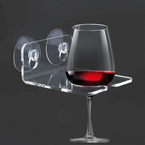 Portable Bathtub Wine Glass Holder Strong Suction Cup Clear Acrylic Shower Bath Bracket for Beer Drink Coffee