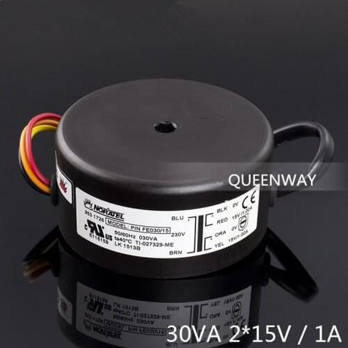 T-017 2*15V 30W 1.0A NEW NORATEL Sealing Toroidal Transformer 30VA Primary Rated Voltage 0-230V 50/60Hz