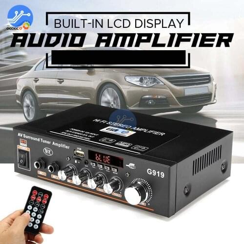 Bluetooth Amplifier DC12V AC110V-220V Digital Audio Stereo Surround Tuner Amplificador 2CH FM SD HIFI Car Home Power AMP