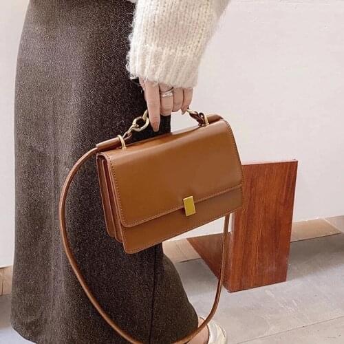 Vintage Classic Designer PU Leather Crossbody Bags for Women 2020 Simple Shoulder Bag Ladies Fashion Shopping Handbags and Purse