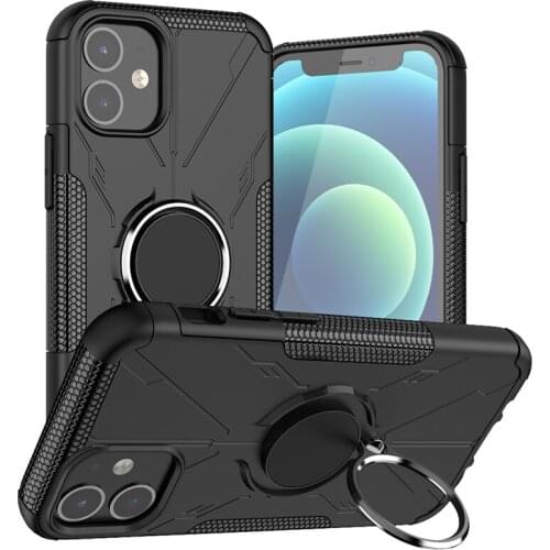 Armor PC Cover For iPhone 12 Mini Case For iPhone 12 Mini Cover Shockproof TPU Stand Protective Phone Bumper For iPhone 12 Mini