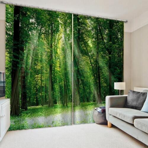 Green curtains forest curtain Decoration 3D Brief tree Curtains For Bedroom Living room Polyester Room