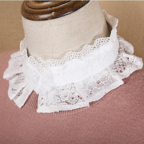 Ladies Sweater Shirt Detachable Collars for Womens Plus Size Lace Stand Fake Collars White Adult Girls Blouse Tops Decorative
