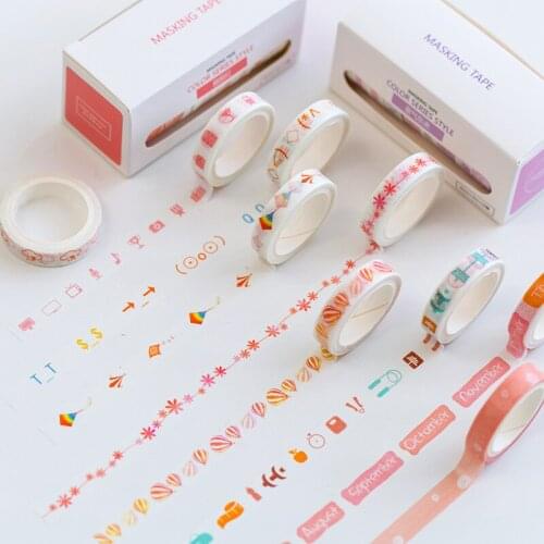 10pcs/lot Leaves Foil Grid Floral Cute Paper Masking Washi Tape Set Stationery Scrapbooking Supplies
