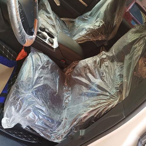 100pcs Car Disposable Plastic Soft Seat Cover Waterproof universal car PE plastic soft seat cover car repair protective cover