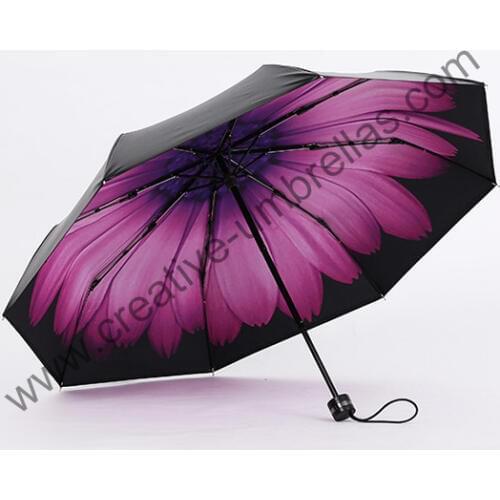 3pc/lot 240T pongee 5 times black coating UV protecting alloy 12 angles shaft visible real double layers daisy mini parasol