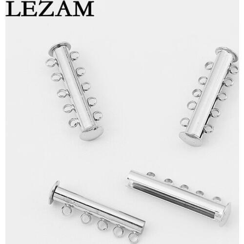 5sets Antique 5 Strands Circles Magnetic Lock Clasps Alloy Bayonet Clasp Jewlery Findings 30*10mm
