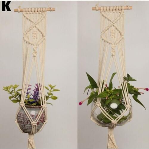 90cm Knotted Macrame Plant Hanger Vintage Cotton Linen Flower Pot Basket Lifting Rope Pot Holder Garden Tool Hanging Basket