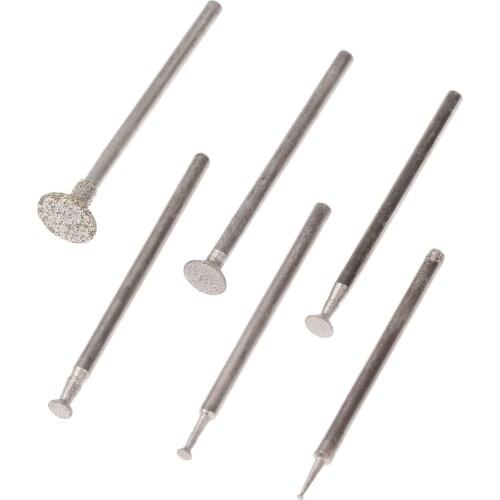 6Pcs 2.35mm Shank C2 Diamond Grinding Head Jade Pound Mound Carving Word Jade Tools Needle Agate Engraving Tool 1/2/3/4/6/8MM