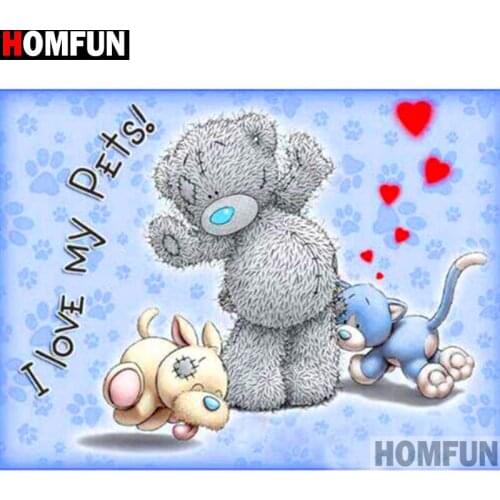 HOMFUN Full Square/Round Drill 5D DIY Diamond Painting "Cartoon bear" Embroidery Cross Stitch 5D Home Decor Gift A14385