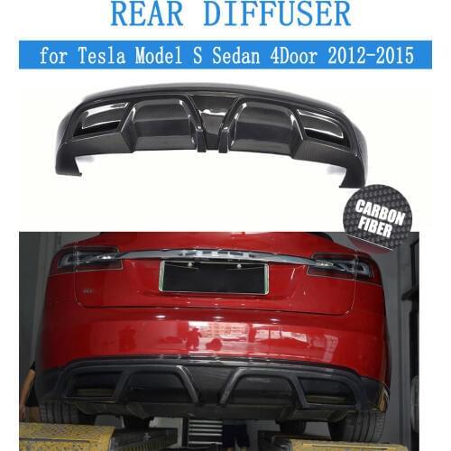 Carbon Fiber Rear Bumper Lip Diffuser Spoiler for Tesla Model S Sedan 4 Door 2012-2015 Car Tuning Parts