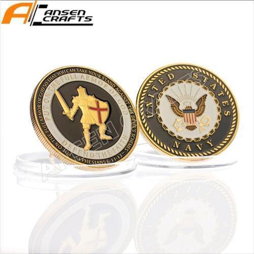 Free Shipping USA Armor of God - Navy Challenge Coin Military Medal Emblem