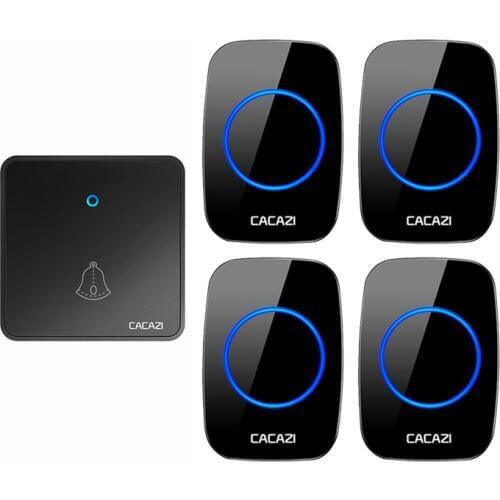 CACAZI Intelligent Wireless Doorbell Waterproof 300M Remote Night Light Receiver 2032 Battery Transmitter School Bell House Call