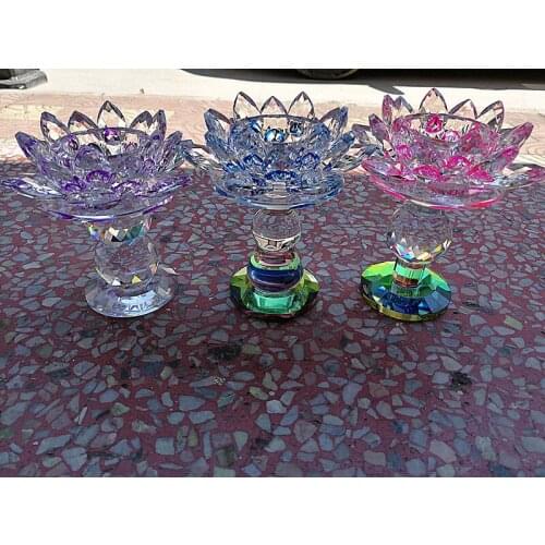 Buddhist Supplies Crystal Butter Lamp for Buddha Lotus Lamp Oil Lamp Lamp Holder Candlestick Lamp Holder