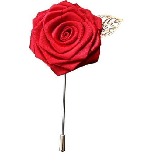 Handmade Ribbon Flower Cloth Brooch Pin Lapel Pins Collar Pins Men Suit Corsage Wedding Boutonniere Party Gifts for Women