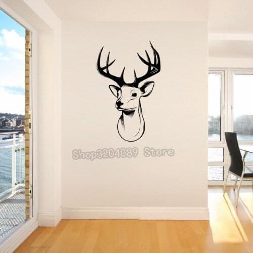 Cheap Stags Head Deer Trophy Antlers Steer Giant Wall Stickers Vinyl Art Decals Stencil Bedroom Living Room Decoration YY042
