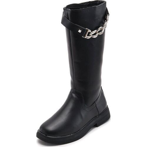 Kids Boots Knee-length Boots Autumn Winter Children Fashion Plus Cotton Shoe Breathable Non-slip Girl Princess Kid Leather Boots