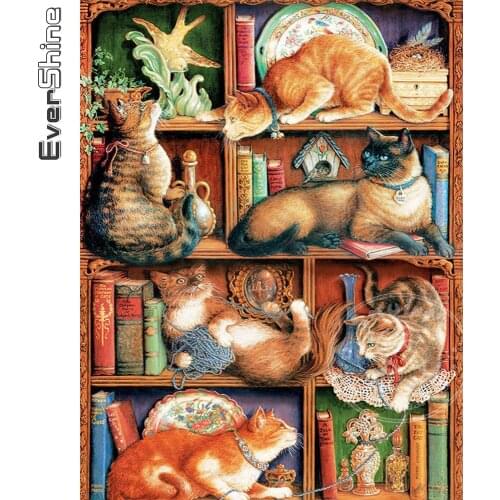 Evershine 5D DIY Diamond Painting Cartoon Cross Stitch Diamond Embroidery Cat Rhinestone Mosaic Crafts Home Decoration