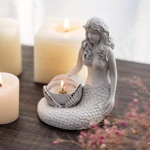 French retro nostalgic mermaid jewelry box candle holder home living room decoration creative office shop decoration ornaments