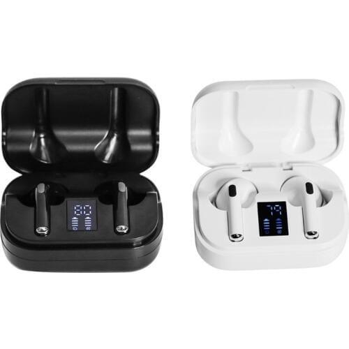 HiFi Stereo Sports LED Battery Display Waterproof Bluetooth Wireless Headphones Earbuds ABS With Charging Case