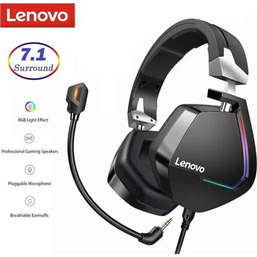 Lenovo Gaming Headset H402 USB7.1/3.5 RGB Colorful Light Wired Stereo Sound Headphone With Adjustable Microphone For PC Laptop