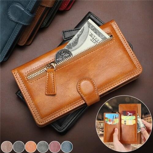 Leather Purse Case For iPhone XR XS X 12 Mini 11 Pro Max SE 2020 8 7 6 6S Plus Wallet Card Cover for Samsung S21 S20 Ultra Coque
