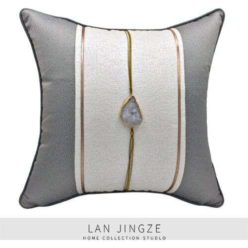 LAN JINGZE Luxury Natural Gems Cushion Cover For Living Room Nordic Throw Pillows Modern Sofa Cushions 50cmx50cm