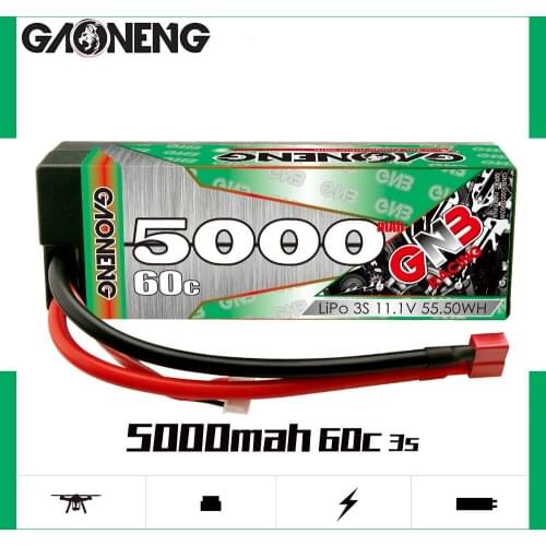 GAONENG GNB 5000mAh 3S1P 11.1V 60C/120C Hardcase LiPo Battery With XT90 Connectors EC5 Plug for RC Car Four Drive RC Car Boat