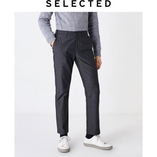 SELECTED New Dark Plaid Casual Mens Regular Fit Casual Pants |419414524
