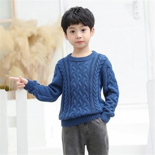 Navy Blue Soft Kids Sweaters Spring Winter Baby Boys Girls Warm Pullover Knitted Bottoming Thicken Childrens Clothes Top High Q