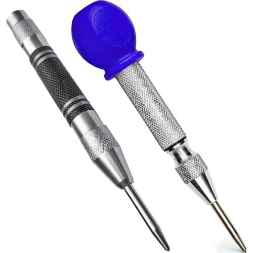 2Pcs Automatic Center Punch Center Hole Punch Set For Wood, Metal, Plastic, Glass, And Marble