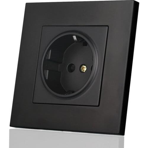 Wall Concealed EU Black Universal Socket Panel European Pop Socket German Standard 86 Type Panel Power Supply Outlet