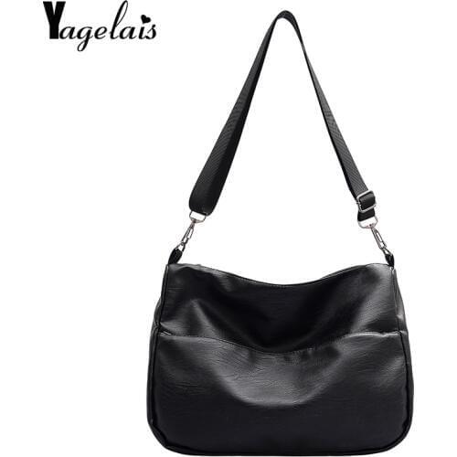 2019 New PU Leather Bag Simple Handbag Famous Brand Ladies Shoulder Bag Casual Big Bag Retro Ladies Messenger Bag