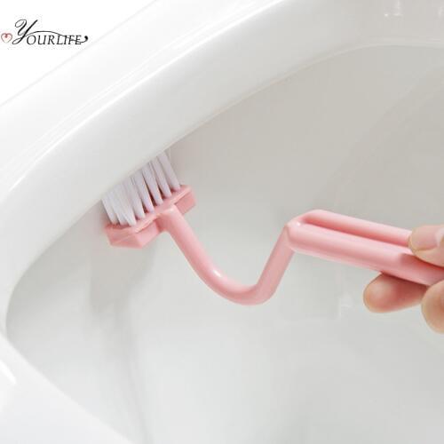 OYOURLIFE S Shape Long Handle Toilet Brush WC Soft Hair Toilet Tile Crevice Decontamination Cleaning Brush Home Cleaning Tools