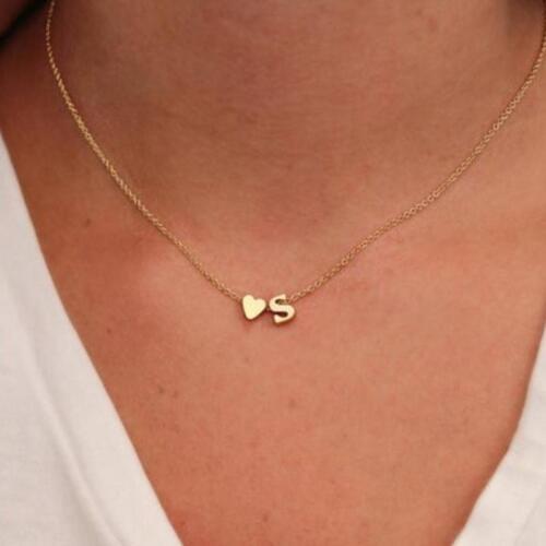 Tiny Heart Dainty Initial Necklace Letter Necklace Name Classic Jewelry For Women Gold Chain Necklace Naszyjnik Bijoux