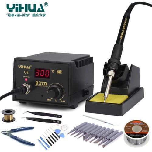 Newest 220V/110V EU/US 50W Temperature Control ESD Digital Soldering Station / Rework Stations YIHUA 937D with many gift
